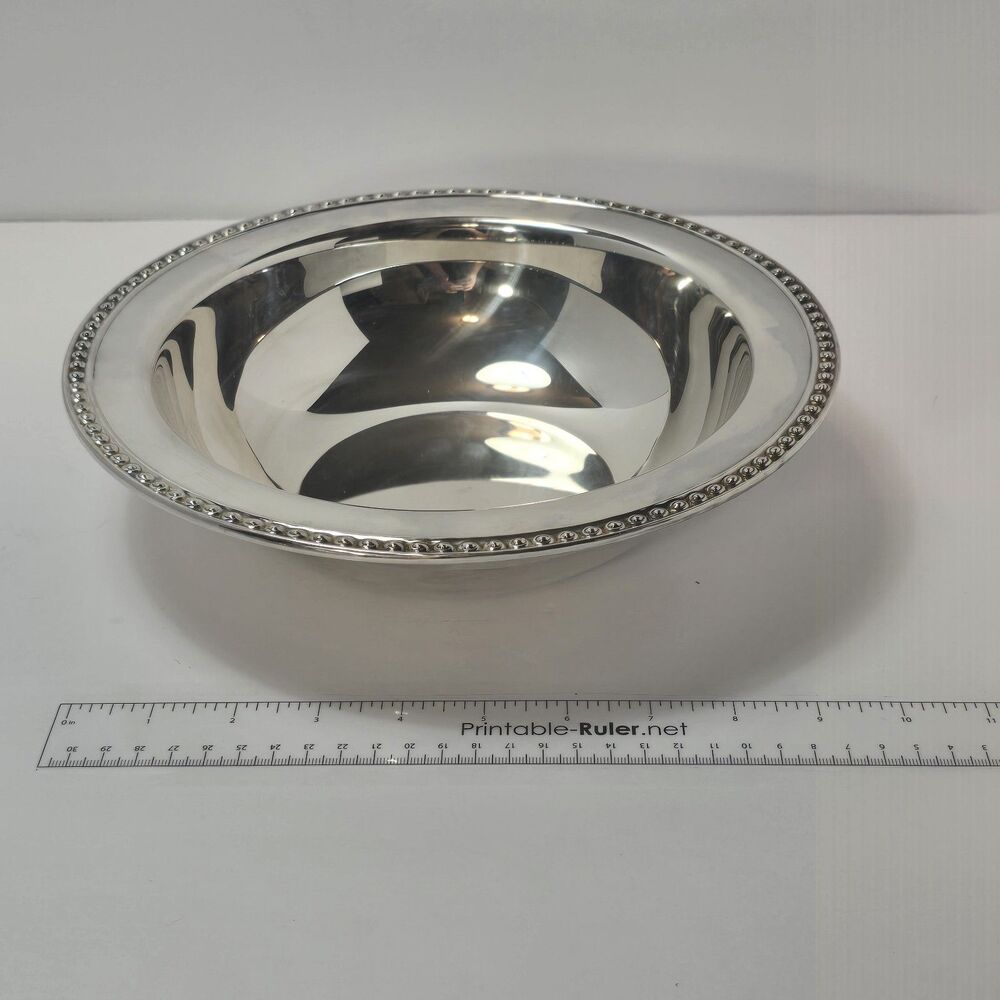 Vintage WM Rodgers Silverplate Small Serving Bowl Floral Edge